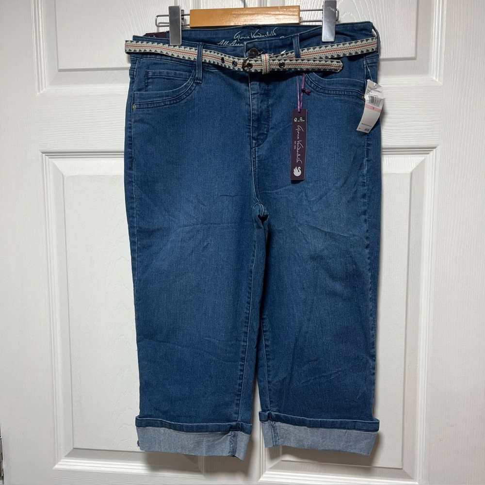 NWT Gloria Vanderbilt Jean Shorts Women 10 Y2k Denim Bermuda Jorts And Belt